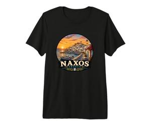 Naxos Design île Grecque Coucher de Soleil T-Shirt Haut de Gamme