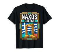 Naxos Drapeau Grèce Portara Temple Portara Ancienne Ruines Rétro T-Shirt
