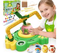 Naxudcoo Disque de poterie pour enfants de 6 à 12 ans, kit complet de poterie avec 4 argile sèche à l'air et kit de peinture, kit de poterie pour débutants, cadeau pour garçons et filles à partir de 6