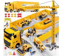Naxudcoo - Ensemble de véhicules de chantier pour garçons de 3-7 ans - Camion de construction, jouets de camion pour enfants - Jouet de voiture pour tout-petits - Jouets de grue, d’excavatrice, de