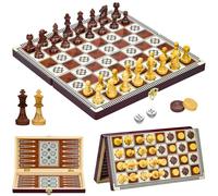 Naxup Jeu D'éChecs,3 en 1 Echiquier Magnetique,éChiquier en Bois Portable Pliable pour Enfants Adultes, éChecs De Voyage, Jeux De Stratégie Loisir Creatif Game (29 * 29cm)