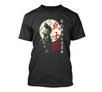 NAXVBEOD Bushido Code Samurai Japanese Warrior Kanji Black Unisex T-Shirt Black L