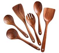 NAYAHOSE Ensemble d’Ustensiles de cuisine en bois antiadhésifs, cuillères, spatules et fourchettes à salade, en bois