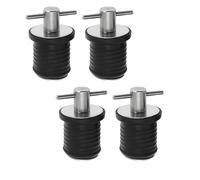 Nayciiy Lot de 4 bouchons de vidange de bateau en caoutchouc avec poignée en laiton/acier inoxydable, accessoires de bateau (acier inoxydable, 2,5 cm)