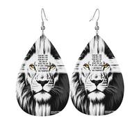 N'Ayez Pas Peur Lion Judah Design Boucles D'Oreilles En Cuir Légères Boucle D'Oreille Double Face Pendantes D'Oreille Pour Décorations Femme