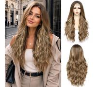 NAYOO Perruque blonde châtain mélangée pour femme, 66 cm de long, perruques ondulées brunes et blondes, brun naturel et blond, perruques synthétiques brunes blondes, longues blondes