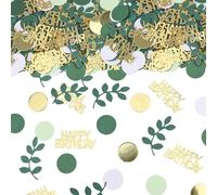 Nayyana Lot de 100 confettis Happy Birthday - Dorés et verts - Décoration de table - Confettis pour décoration d'anniversaire - Serpentins