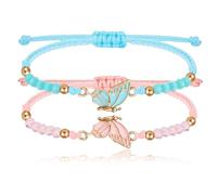 Nayyana Lot de 2 Bracelets BFF Papillon Assortis - Bracelet d'Amitié à Breloques Fait Main, Réglable pour Meilleurs Amis - Cadeaux de Bijoux pour Adolescents