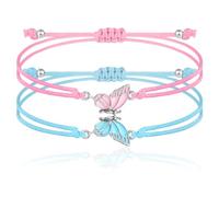 Nayyana Lot de 2 Bracelets BFF Papillon Assortis - Réglable pour Meilleurs Amis - Bracelet d'Amitié à Breloques Fait Main - Cadeaux de Bijoux pour Adolescents