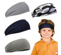 Nayyana Lot de 4 bandeaux de transpiration pour enfants, bandeaux de football, garçons, sports, bandeaux de transpiration pour enfants, bandeau respirant anti-transpiration, baseball jeunesse,