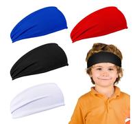 Nayyana Lot de 4 bandeaux de transpiration pour enfants, bandeaux de football, garçons, sports, bandeaux de transpiration pour enfants, bandeau respirant anti-transpiration, baseball jeunesse,