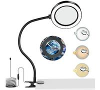 Nazano Lampe loupe 8X Loupe à intensité variable avec lumière et support, 3 modes de couleur réglables/10 niveaux de luminosité Lampe loupe avec pince métallique