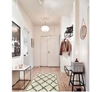 NAZAR ASMA Tapis de couloir Shaggy - Style berbère - 80 x 140 cm - Crème et marron - Motif géométrique