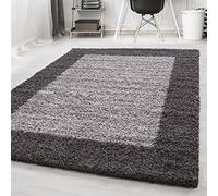 Nazar Life Shaggy Tapis, Fibres Synthétiques, Gris, 290x200 cm
