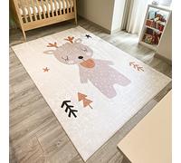 Nazar Tapis Chambre Enfant, Tapis Bébé, Tapis Enfant pour Fille et garçon à Motifs Dinosaure, Carte du Monde et Animaux (743 Marron, 80x150 cm)