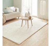 Nazar Tapis Cosy Uni Shaggy Moelleux, Salon, Chambre, Doux à Poils Longs (200x290 cm, Blanc)