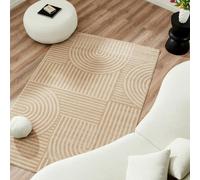 Nazar Tapis doux pour salon, chambre à coucher - Beige - Uni - Motif géométrique - Grand tapis de couloir (163 Beige, 120 x 160 cm)