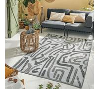 Nazar Tapis Extérieur Jardin et Terrasse, Tapis de Balcon et Camping, Tapis Outdoor Léger Reversible (1741 Noir, 150x220 cm)