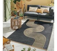 Nazar tapis Extérieur Jardin, Terrasse, Balcon, Camping, Outdoor Léger Reversible (1743 Noir, 180x280 cm)