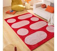 Nazar Tapis Groovy, Coloré, Vintage, Rétro, Géométrique, Orange, Jaune, Rose, Rouge, Moelleux et Confortable, Tapis Salon