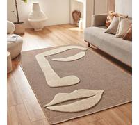 Nazar Tapis Palma Naturel, Aspect Jute pour Salon, Chambre, Couloirs - Bohème, Couleur Naturelle (9493 Blanc, 120x170 cm)