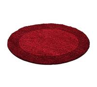 NAZAR Tapis rond Life Shaggy - Rouge - 120cm de diametre