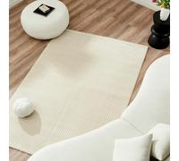 Nazar Tapis Salon Chambre Doux Beige Uni Rectangulaire Motif Géométrique Grand Blanc De Couloir (159 Crème, 120x160 cm)