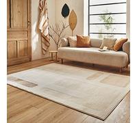 Nazar Tapis Salon Chambre Doux Beige Uni Rectangulaire Motif Géométrique Grand Blanc De Couloir (171 Crème, 120x160 cm)