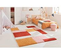Nazar Tapis Salon Chambre Enfant, Shaggy, Tapis Berbere, Motif Azteque, Multicolore, Poil Long Doux, Tapis Chambre (80x140 cm, 139 Terra)