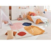 Nazar Tapis Salon Chambre Enfant, Shaggy, Tapis Berbere, Motif Azteque, Multicolore, Poil Long Doux, Tapis Chambre (80x140 cm, 128 Multi)