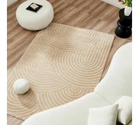 Nazar Tapis Salon Doux - Grand Modèle Géométrique Rectangulaire Beige/Blanc (160x230 cm)