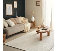 Nazar Tapis Salon Multicolore Rectangulaire, Motif Géométrique, Doux Pour Chambre et Couloir, Crème (566 Creme, 160x230 cm)