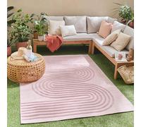 Nazar Tapis Salon Santorini, Interieur Exterieur, Moderne, Blanc, Beige, Gris, Noir, Turquoise, Jaune, Rose, Motif Relief, Poils Court et Doux (987 Rose, 80x150 cm)