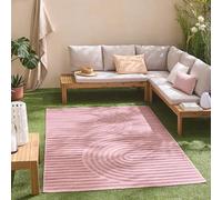 Nazar Tapis Salon Santorini, Interieur Exterieur, Moderne, Blanc, Beige, Gris, Noir, Turquoise, Jaune, Rose, Motif Relief, Poils Court et Doux (986 Rose, 200x290 cm)