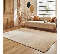Nazar Tapis Salon, Tapis Chambre, Tapis Doux Chambre, Tapis Beige, Tapis Uni Doux, Tapis Rectangulaire, Tapis Motif Géométrique, Grand Tapis, Tapis Blanc, Tapis De Couloir (173 crème, 120x160 cm)
