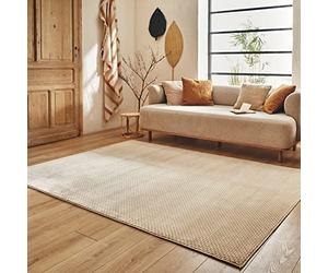 Nazar Tapis Salon Tapis Chambre Tapis Doux Tapis Beige Tapis Uni Doux Tapis Rectangulaire, Tapis Motif Géométrique, Grand Tapis, Tapis Blanc, Tapis De Couloir (173 crème, 120x160 cm)