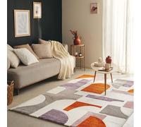 Nazar Tapis Salon, Tapis Multicolore, Tapis Rectangulaire, Tapis Motif Géométrique, Tapis Doux Chambre, Tapis Crème, Grand Tapis, Chambre et Couloir (564 Multi, 120x160 cm)