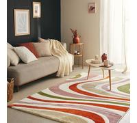 Nazar Tapis Salon, Tapis Multicolore, Tapis Rectangulaire, Tapis Motif Géométrique, Tapis Doux Chambre, Tapis Crème, Grand Tapis, Chambre et Couloir (565 Multi, 200x290 cm)