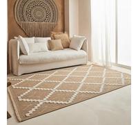 Nazar Tapis, Tapis Salon Nature Aspect Jute Chiné Motif Moderne Style Boho, Tapis pour Salon, Chambre, Terrasse, Exterieur, Couleur Naturelle (9041 Jaune, 120x170 cm)