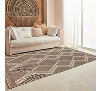 Nazar Tapis, Tapis Salon Nature Aspect Jute Chiné Motif Moderne Style Boho, Tapis pour Salon, Chambre, Terrasse, Exterieur, Couleur Naturelle (9048 Noir, 120x170 cm)