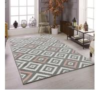 NAZAR TAVLA Tapis de salon moderne - 120 x 160 cm - 100% polypropylène frisée - Rose