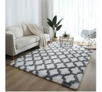 Nazar trellis tapis de salon - Aueq - shaggy style berbère 160 x 220 cm crème et marron