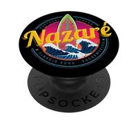 Nazare Portugal Surfeur Vague Coucher Soleil Rétro Bigwave PopSockets PopGrip Adhésif