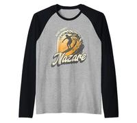 Nazare Surfing Waves in Portugal Big Surf Men Surfer Manche Raglan