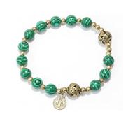 Nazareth Store Bracelet Chapelet en Pierre Malachite avec Médaille Saint Benoît et Séparateurs Bronze Antique Bijou Religieux 17