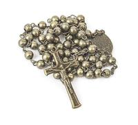 Nazareth Store Chapelet Bronze Design Combat WWII Perles Métalliques Fait Main Collier Homme Médaille Miraculeuse Crucifix Jésus 55