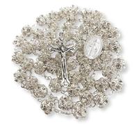 Nazareth Store Chapelet catholique en argent avec perles en cristal de zircone coloré avec médaille miraculeuse crucifix multicolore dans un sac en velours, 21 Inches, Perles en oxyde de zirconium