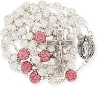 Nazareth Store Chapelet catholique en perles de cristal et strass avec médaille miraculeuse en argent, crucifix INRI, chapelets multicolores dans un coffret cadeau, 22 ", Verre, Pas de pierre