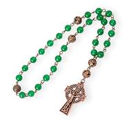 Nazareth Store Chapelet de prière anglican avec perles de jade vertes et croix celtique en bronze