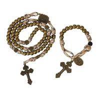 Nazareth Store Chapelet en paracorde avec perles en alliage robuste et chapelet d'une décennie solide et lourd avec Saint Michel, médaille de prière pour nous avec crucifix de pardon, 22", Zinc, Pas